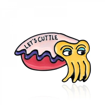 Брошка-значок жіноча BROCHE біжутерія з емаллю Море Каракатиця рожева BRGV112532