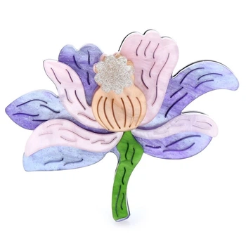 Брошь женская BROCHE бижутерия из акрила Large Цветы Орхидея фиолетовая BRSF112304
