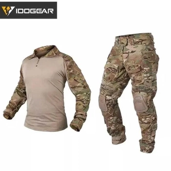 Тактичний комплект демісезонний IdoGear G3 штани ACP + сорочка UBACS + наколінники + налокітники розмір L Мультикам