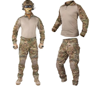 Тактический комплект демисезонный IdoGear G3 штаны ACP + рубашка UBACS + наколенники + налокотники размер М Мультикам