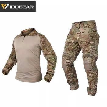 Тактический комплект демисезонный IdoGear G3 штаны ACP + рубашка UBACS + наколенники + налокотники размер XL Мультикам