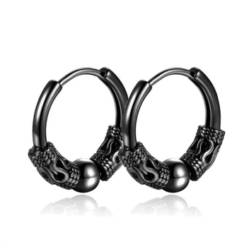 Серьги кольца мужские из нержавеющей стали (пара) DeKolie MK1232-2 черный