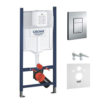 Система інсталяції для унітазу Grohe Rapid SL3 з клавішею змиву Grohe Skate Cosmopolitan, хром (3884000G+38732000)