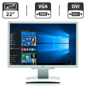 Монитор Б-класс Fujitsu B22W-6 / 22" TN / DVI, VGA, DisplayPort / Встроенные колонки 2x2W / VESA 100x100 + Кабели подключения б/у