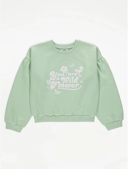 Свитшот зеленый с надписью Wild Flower George 152-158см (400092899)