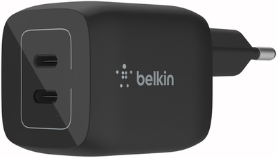 Зарядний пристрій Belkin 45W PD PPS Dual USB-C GaN (WCH011VFWH)