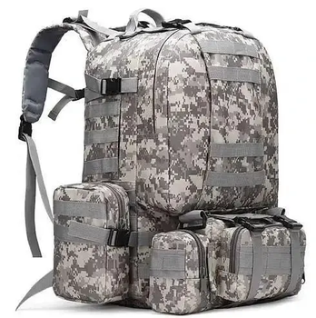 Військовий тактичний рюкзак з підсумками на 60 л Піксель Оксфорд 600D зі стропами MOLLE