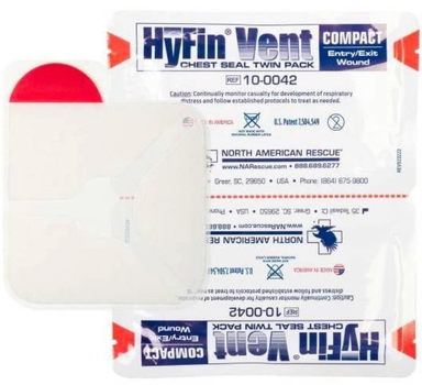 Пов'язка North American Rescue оклюзійна вентильована HyFin СOMPACT PACK (НФ-00002024)