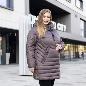 Зимняя женская куртка большого размера UF-Fashion Миранда-окс 52 лаванда