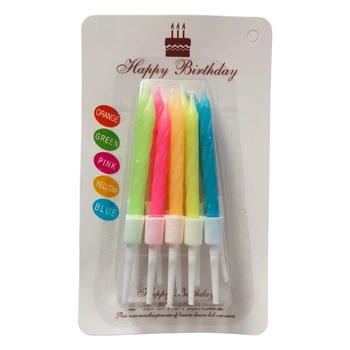 Свічки для торта Petit Candles, виті, набір з 10 шт., неоново-різнокольорові