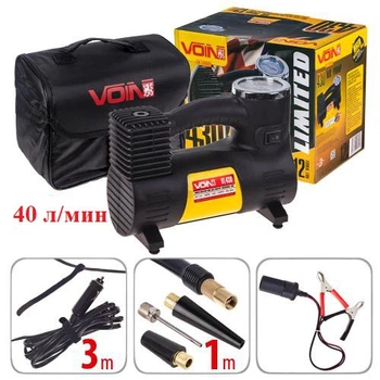 Автомобільний компрессор VOIN VL-430, 40 л/хв, 180Вт, 10атм