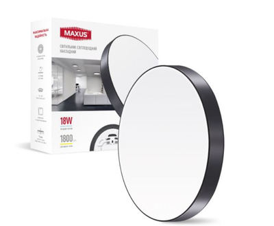 Светильник светодиодный 1-MSP-1841-SLB MAXUS SP Ceiling 18W 4100K Circle Slim Black