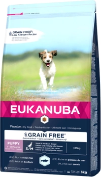 Karma sucha dla psów Eukanuba puppy small, medium grain free ryba oceaniczna 12 kg (8710255184760)