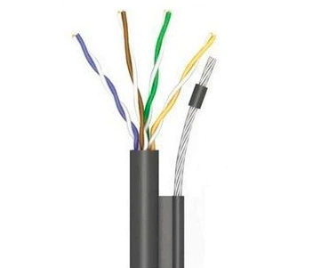 Кабель (UTP медь уличный с тросом) OK-Net 4*2*0,51 КППт-ВП (100) трос 7*0,5мм cat 5e, бухта 305 м