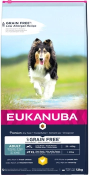 Сухий корм для дорослих собак на всіх стадіях життя Eukanuba adult large grain free chicken dog 12 кг (8710255187983)