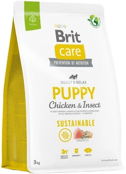 Сухий корм для цуценят Brit care dog sustainable junior chicken insect 3 кг (8595602558728)
