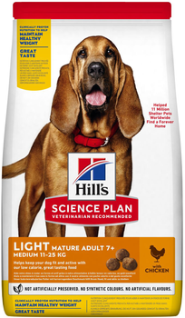 Karma sucha dla starszych psów Hill’s Science Plan Mature Adult 7+ Light Medium with Chicken 14 kg (52742026169)