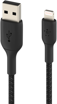 Кабель Belkin Braided A-LTG 3M Black (CAA002BT3MBK)