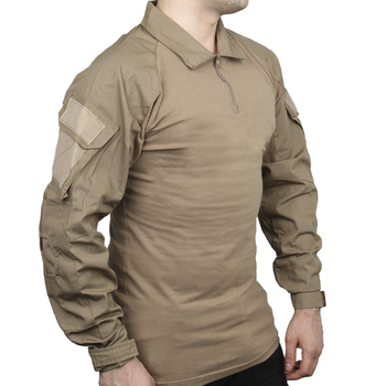 Тактическая рубашка Lesko A655 Sand Khaki 4XL тренировочный костюм с длинными рукавами и воротником на молнии