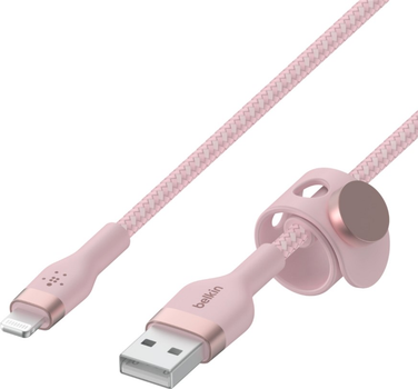 Кабель Belkin USB-A to LTG Braided Silicone 3 м Pink (CAA010BT3MPK)
