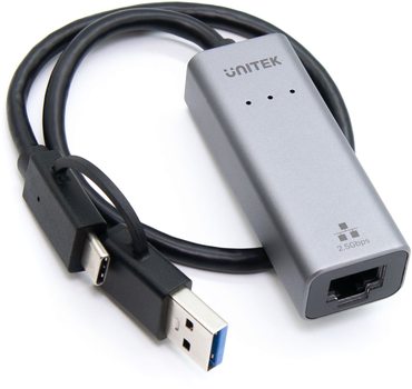 Adapter Unitek USB-A/C do RJ45 2500 Mbps Ethernet (U1313C)