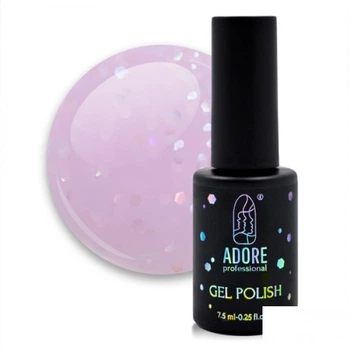 Гель-лак Adore Professional Glam Pop G-06 Britney молочный сиреневый с радужным глиттером 7.5 мл (2101030039348)