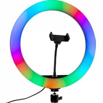 Кольцевая LED RGB лампа 26 см 25 W с держателем для телефона селфи кольцо для блогера работает от USB ,Power Bank