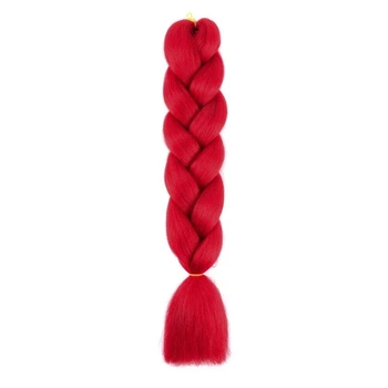 Канекалон Jumbo Braid однотонный красный коса длинна 60 см Вес 100 грам Термостойкий А12