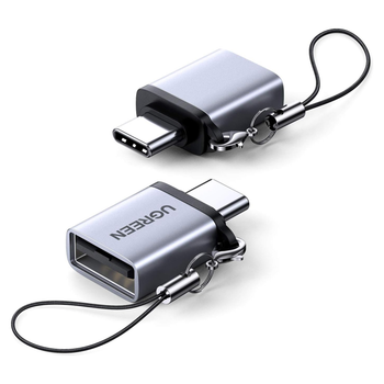 Переходник Ugreen Type-C - USB 3.0 OTG 18W (2A/9V) 5 Гбит/с адаптер USB-C (Thunderbolt) на USB-A Серый