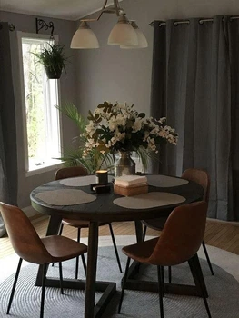 Дизайнерский Кухонный обеденный стол из натурального дерева Loft Design d80x75h Черный / Дерево ATL1103