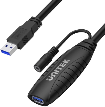 Кабель-подовжувач Unitek USB Type A - USB Type A/DC connector 15 м Black (Y-3003C)