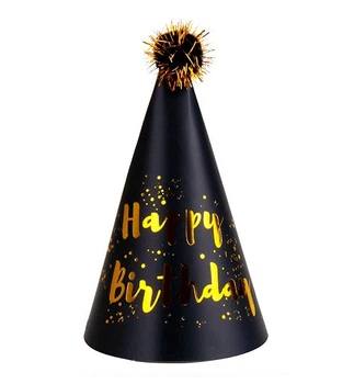 Ковпачки паперові "Birthday" (1 шт.), колір - чорний