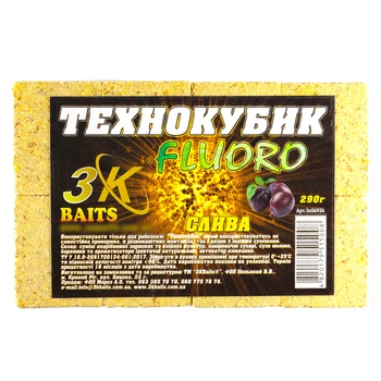Прикорм 3KBaits Технокубик FLUORO Слива 290г (3KB1624)