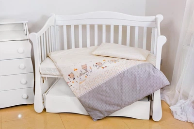 Комплект сменного постельного белья детский Nice day Twins Sweet, 3 элементов, бежевый