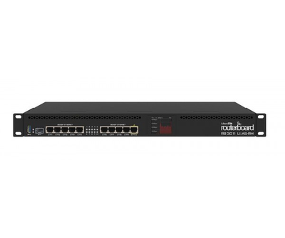 Маршрутизатор Mikrotik RB3011UiAS-RM RouterBOARD with Dual core 1.4GHz ARM CPU, 1GB RAM, 10xGbit LAN, 1xSFP port, RouterOS L5, 1U rackmount case, LCD panel