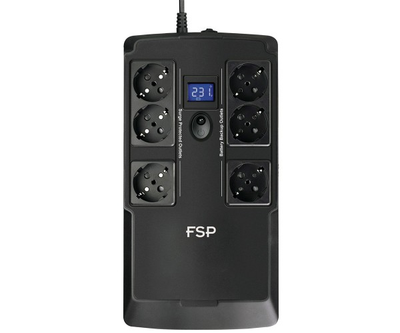 ДБЖ FSP NanoFit 800, 800ВА/480Вт, SCHUKO, LCD, RJ45,6*Schuko, AVR