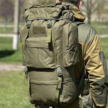 Тактичний рюкзак на 65 л., каркасний похідний рюкзак Tactic, військовий рюкзак колір Олива ta65-olive