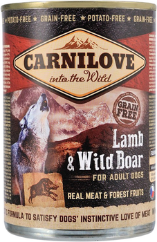 Вологий корм для собак-алергіків Carnilove Wild Meat Lamb&Wild boar 400 г (8595602529315)