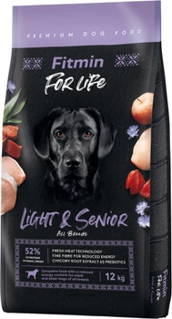 Сухий корм для літніх собак і собак із зайвою вагою Fitmin dog for life light & senior 12 кг (8595237034062)