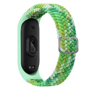 Ремінець нейлоновий MRK для фітнес браслета Xiaomi Mi Band 3 4 5 6 7 Single з металевим регулятором довжини Melange Салатовий (mrk2257)