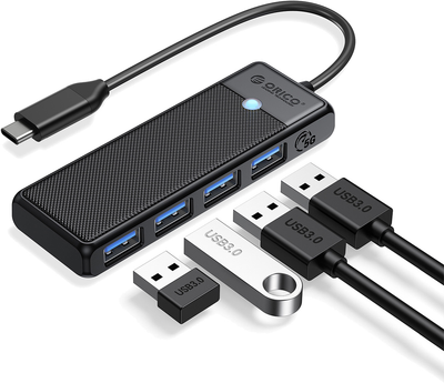 Hub USB-C Orico 4 x USB-A 3.0 5 Gb/s Czarny (PAPW4A-C3-015-BK-EP)