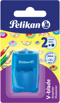 Точилка Pelikan V-Blade Blue с контейнером 2 отверстия Синяя (4012700700247)