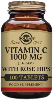 Suplement diety Solgar Witamina C 1g 100 tabletek z dziką różą (33984024007)