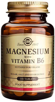 Біологічно активна добавка Solgar Магній з вітаміном B6 100 таблеток (33984003859)