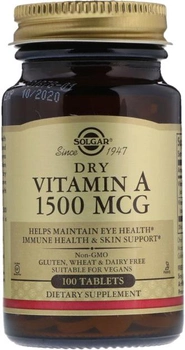 Suplement diety Solgar Vitamin A Dried 5000 IU 100 Tablets (33984028203)