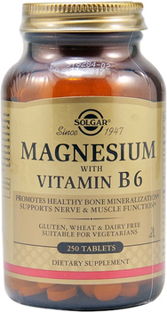 Біологічно активна добавка Solgar Магній + вітамін B6 250 таблеток (33984003910)