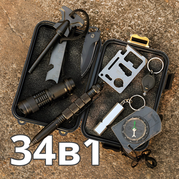 Набор Survival Kit 34в1 с мультитулами для походов (туристический комплект)