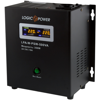 UPS с правильной синусоидой LogicPower LPAWPSW-500VA 350Вт, LCD, 12V под внешний АКБ, заряд 10А
