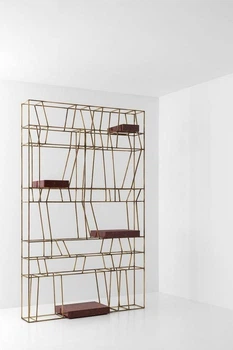 Дизайнерський Стелаж в стилі Loft Design 180x30x250h Золотий/Мармур ATL753
