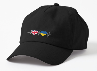 Кепка Унисекс Malfini с патриотическим принтом England Ukraine Англия Украина Черный